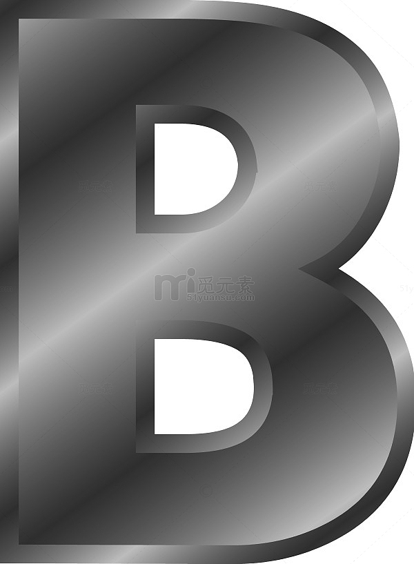 黑色金属立体效果字母B