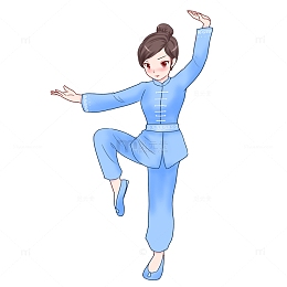 运动员武术动作练武