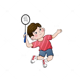 羽毛球手绘男孩运动员运动插画
