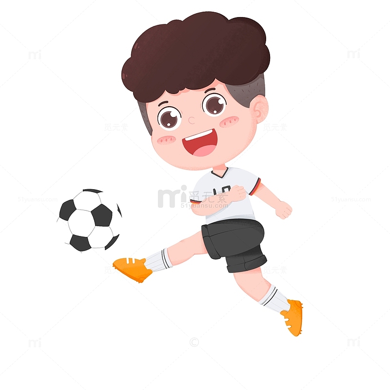 卡通手绘运动员踢足球射门动作元素