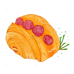 早餐桑葚面包插画