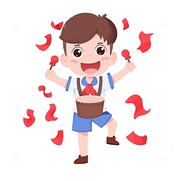 卡通手绘男孩敲鼓庆祝节日免抠元素