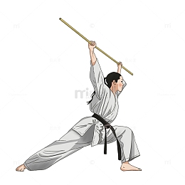 手绘运动员武术