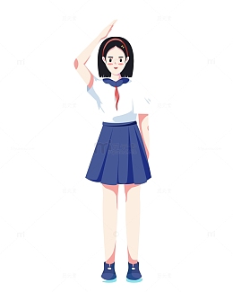简约敬礼升旗女孩学生