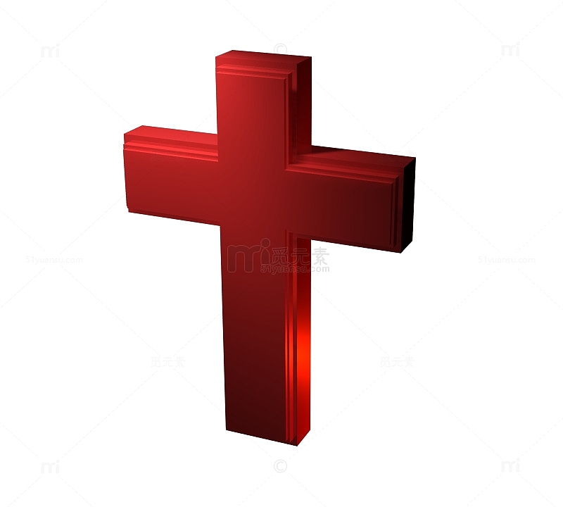 红色3D基督教十字架