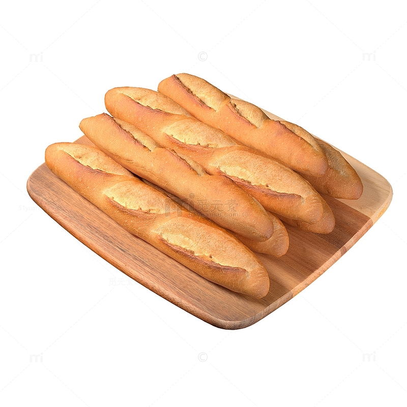 写实西餐长条面包