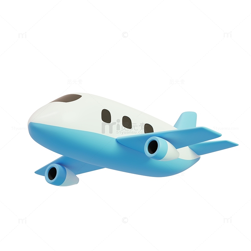 3D卡通蓝色小飞机模型