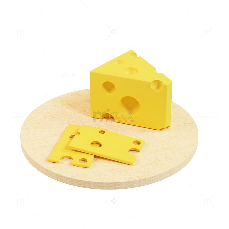 奶酪块切片卡通食品元素