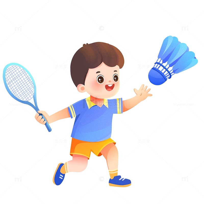 健康生活打羽毛球的男孩元素