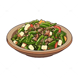 炒菜中餐辣子鸡插画