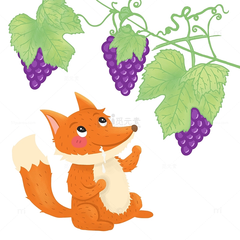 可爱小狐狸与美味葡萄