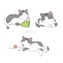 卡通可爱猫咪日常插画