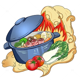 手绘美食火锅蔬菜插画海报素材