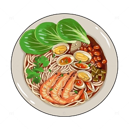 美味花甲海鲜粉大虾青菜美食