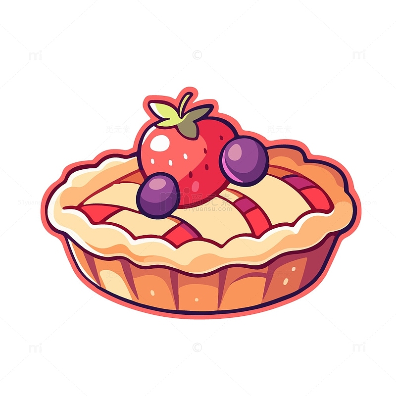 水果派馅饼插画