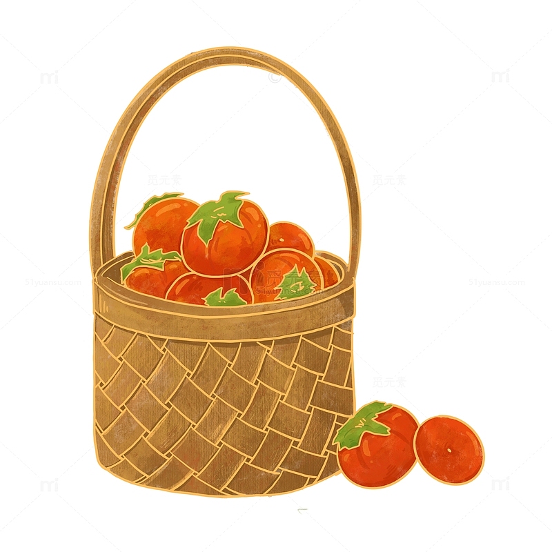 西红柿番茄篮子手绘