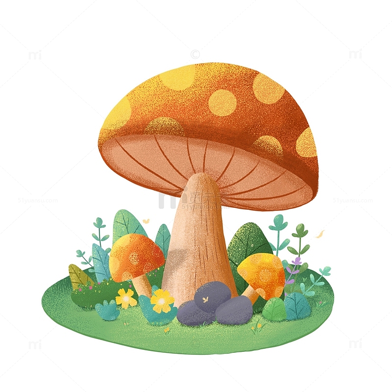 蘑菇小场景插画