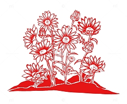 菊花雏菊剪纸清明寒露节气元素