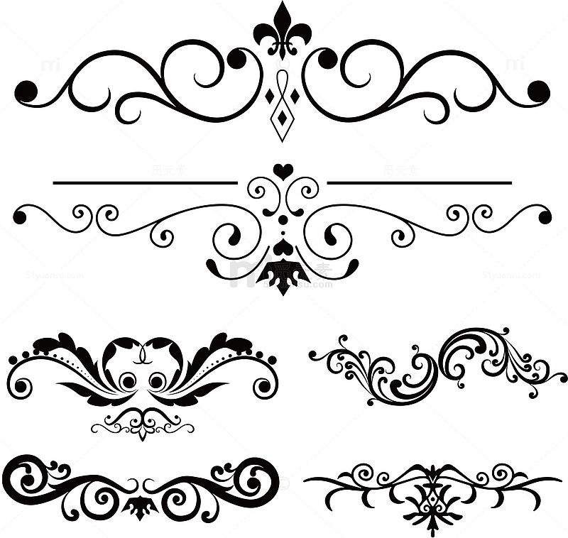 欧式古典大气花纹线条装饰矢量边框元素