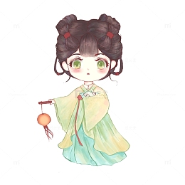 提灯笼的古装女孩  可爱卡通女孩