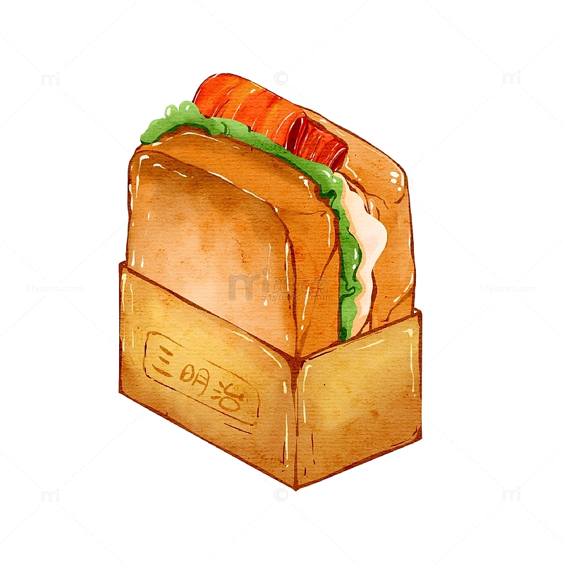 三明治插画美食手绘元素