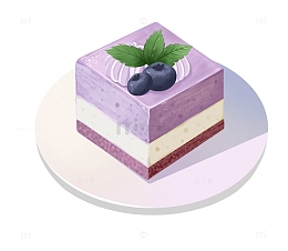 甜蜜蓝莓慕斯蛋糕手绘元素