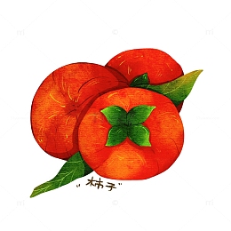 手绘美食寒露水果柿子插画元素