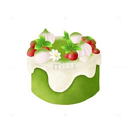 美食插画甜品抹茶小蛋糕