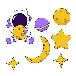 卡通星球宇宙星星月亮元素