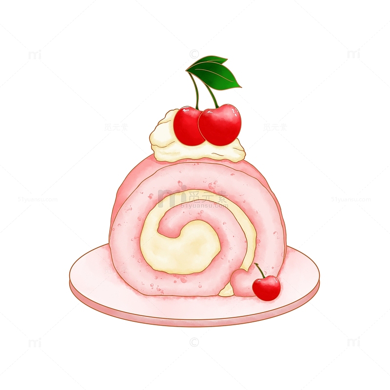 美食甜点蛋糕西餐蛋糕卷车厘子蛋糕卷