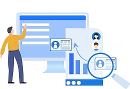 晋升职场人物矢量图招聘找工作