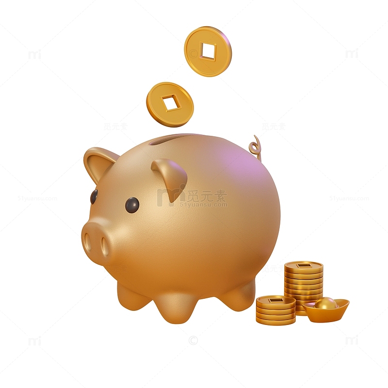金猪储钱罐金币小猪存钱罐3D模型