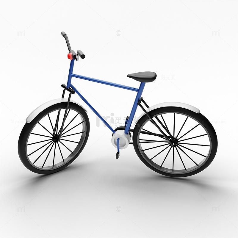 蓝色自行车blender模型