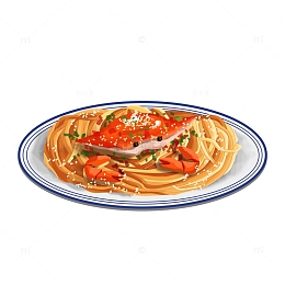 手绘餐饮海鲜螃蟹炒面面条