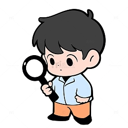 拿着放大镜的小男孩