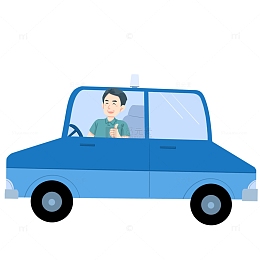 卡通手绘开车司机驾驶员