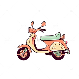 卡通电瓶车插画