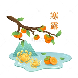 寒露柿子树菊花元素
