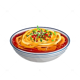 葱花芝麻红油面条手绘