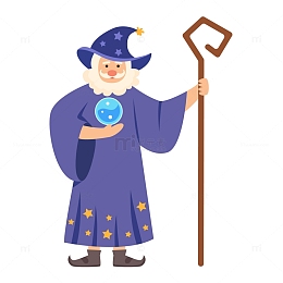 卡通施法的魔法师