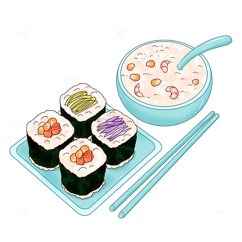 美食海苔饭团虾米粥