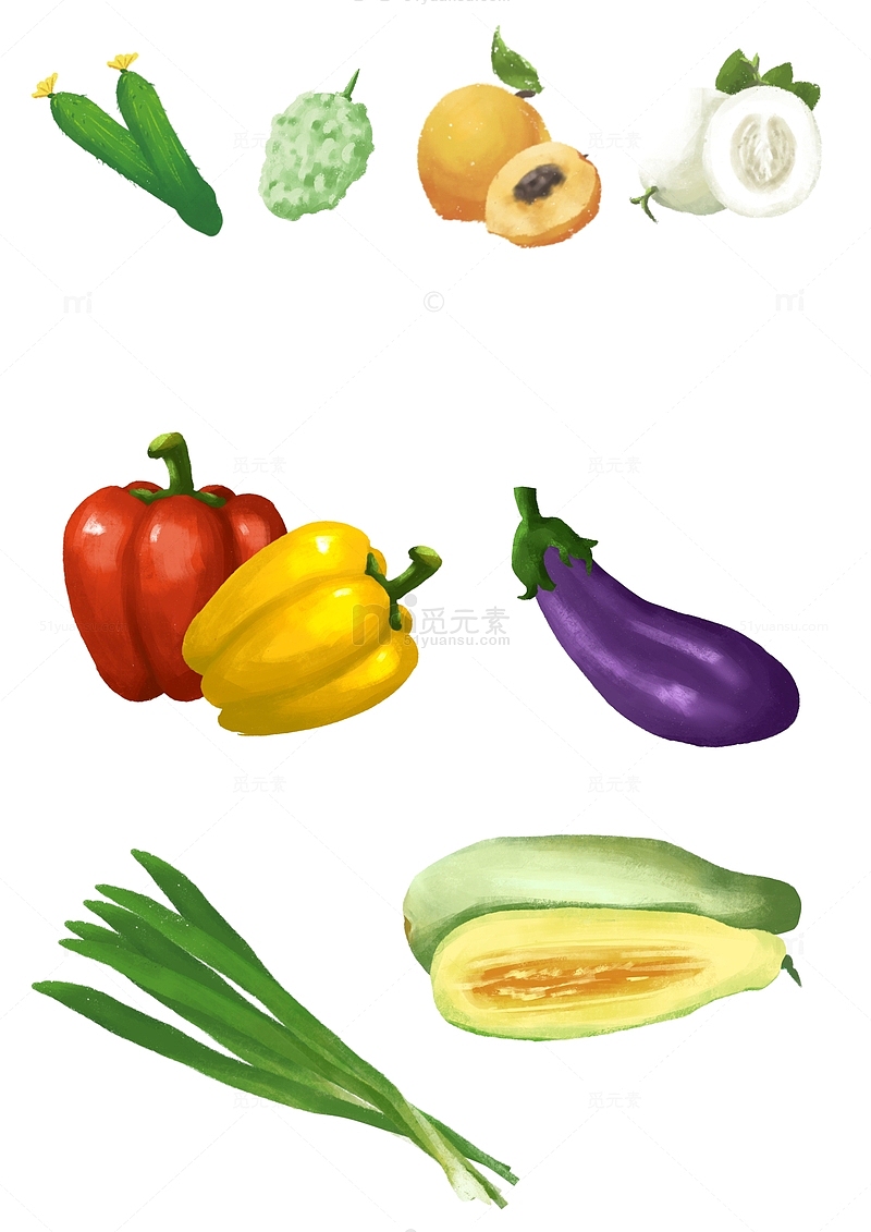 手绘蔬菜单体元素