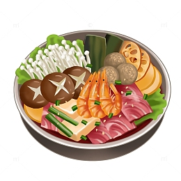 美食大虾香菇牛肉小火锅