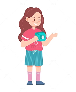 卡通简约拍照的小女孩