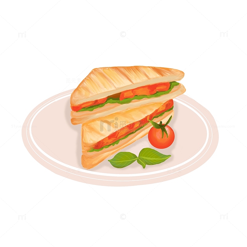 西餐美食番茄三明治