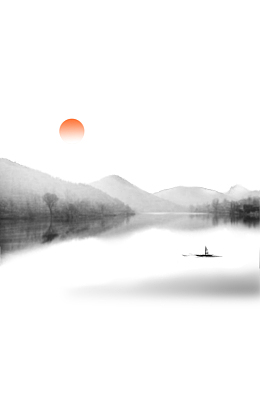 湖光山色落日小船