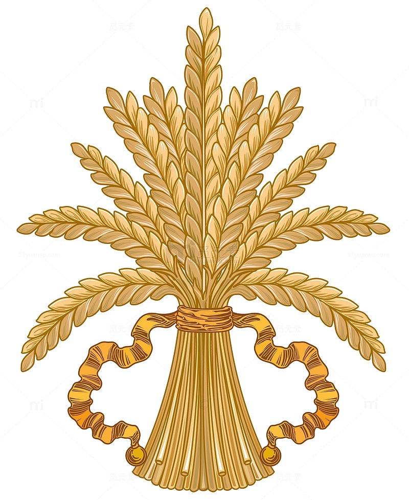 一捆成熟的卡通小麦