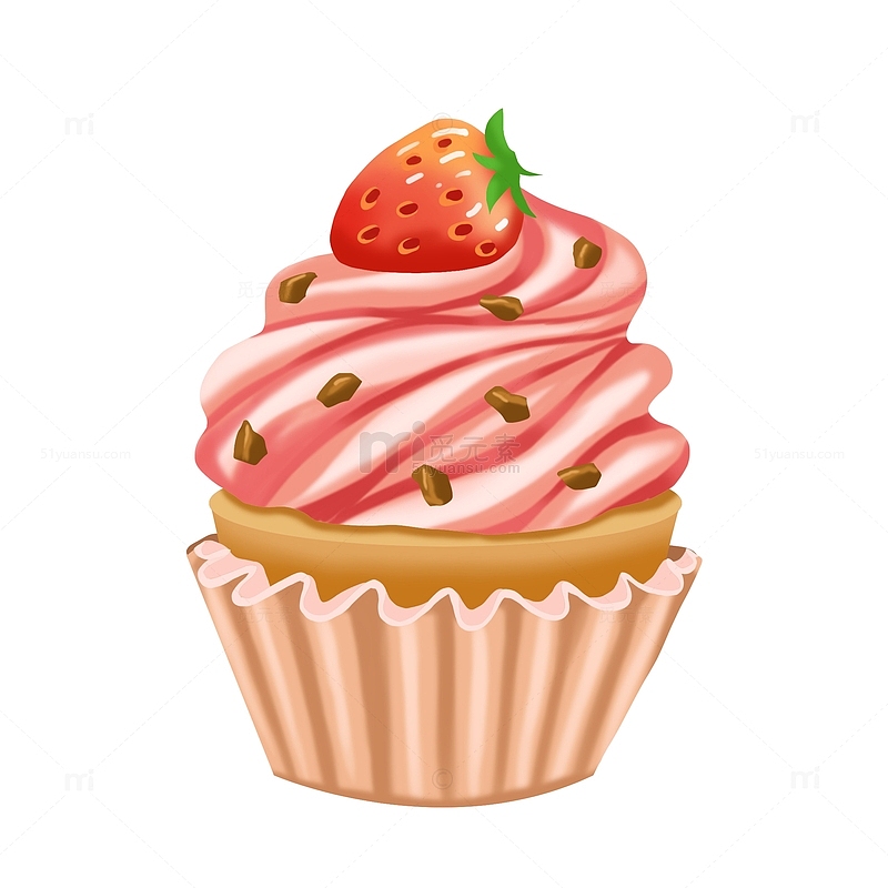 美食甜品纸杯草莓蛋糕