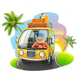 汽车旅行自驾游卡通元素