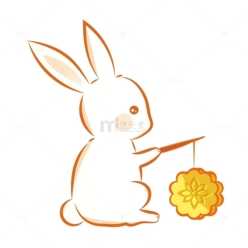 中秋节玉兔提月饼手绘插画矢量元素
